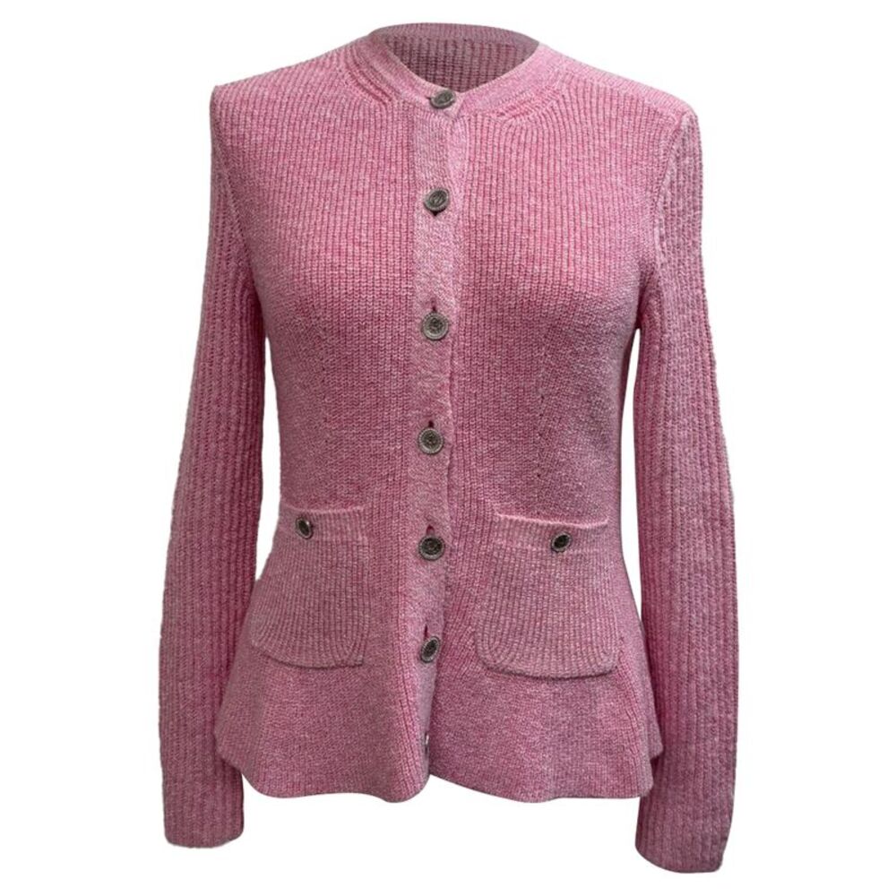 Chanel Knitted Button-Down Cardigan in Pink Cupro
